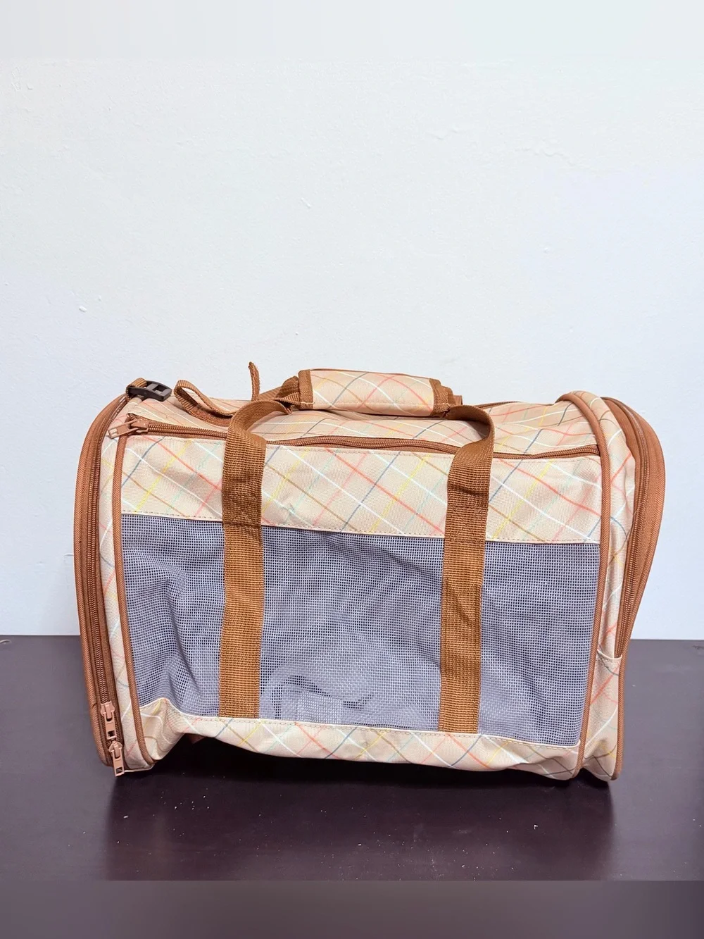 Classic Cream and Brown pet carrier bag
